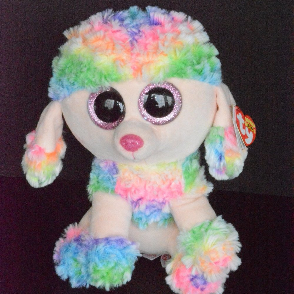 Ty Beanie Boos Rainbow Tie Dye Poodle Plush Toy 9"